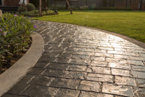 Freshly finished stamped residential concrete